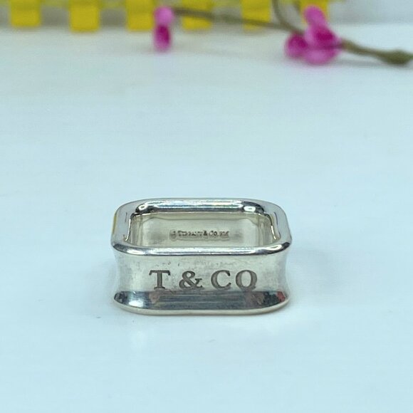 Tiffany & Co. Sterling Silver 1837 Square 8.0mm Ring size 7 10.1g JR738 - Picture 2 of 8